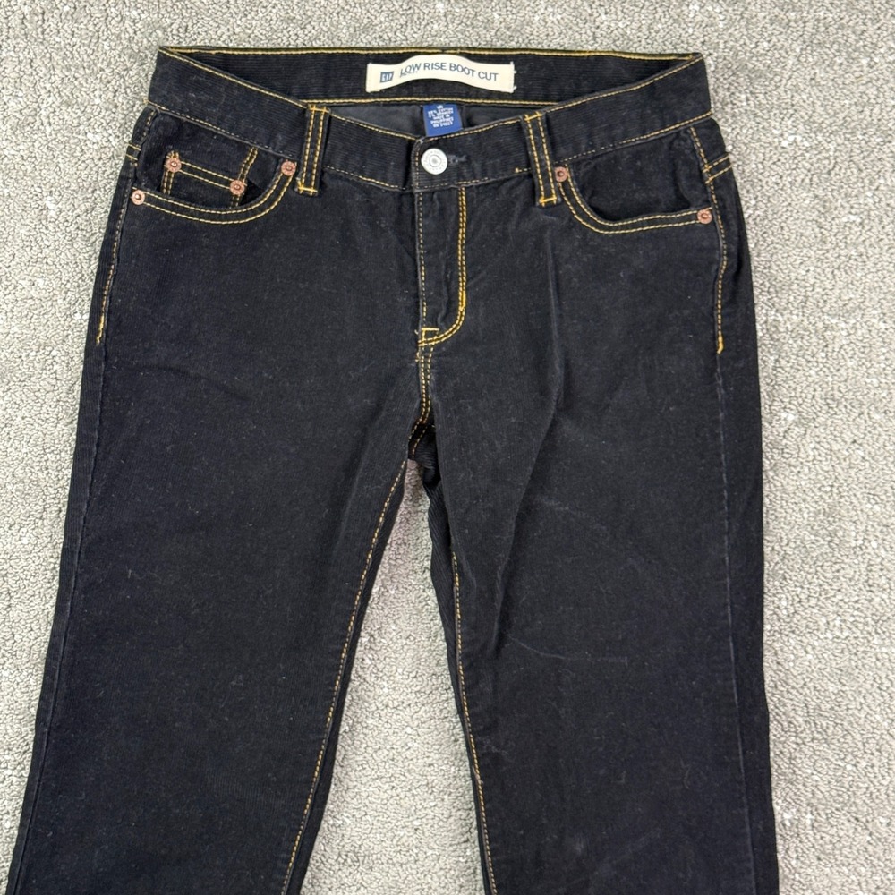 VTG Y2K Gap Low Rise Bootcut Corduroy Pants Black 1R Stretch Cords Indie Sleaze